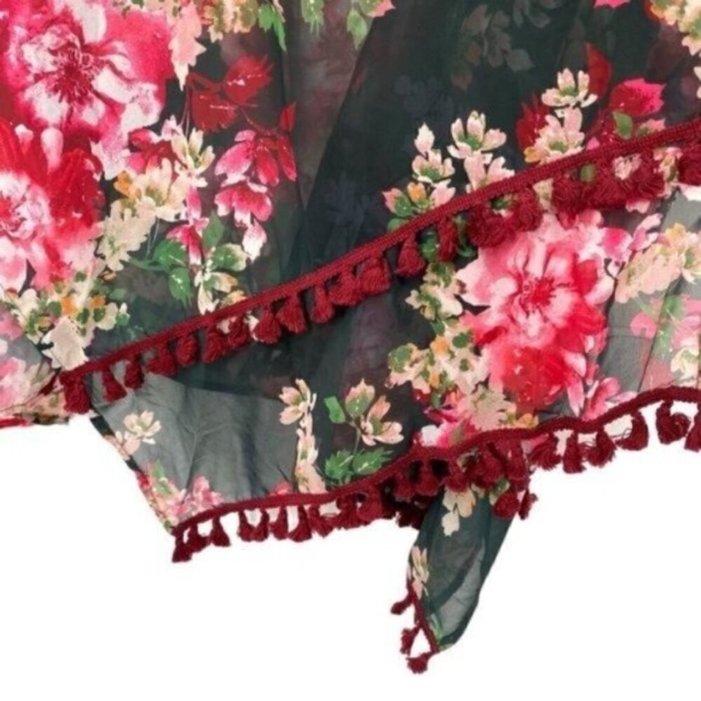 Umgee Floral Boho Tassel Kimono Top - Picture 11 of 16